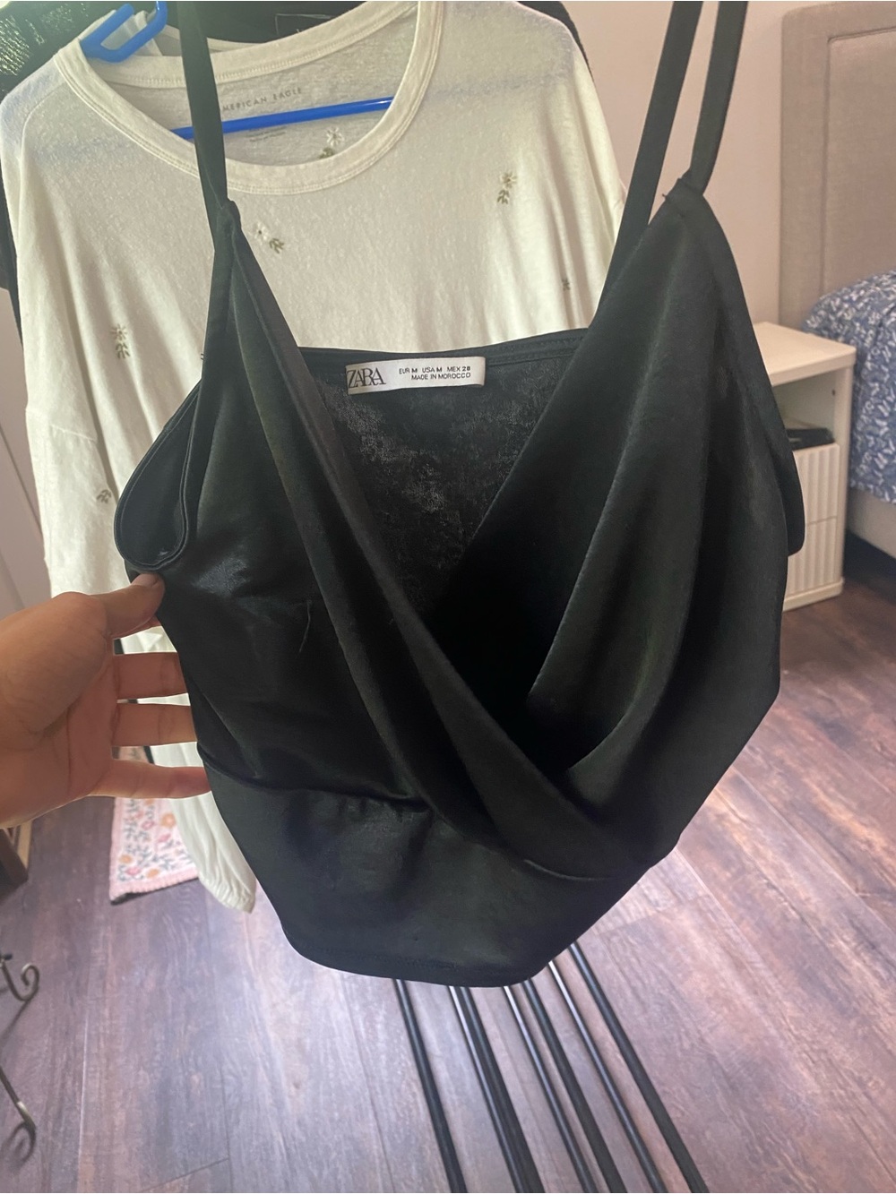 ZARA Black Satin Cowl Neck Camisole